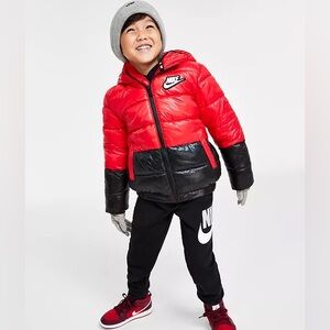 Nike Black and Red Puffer Jacket